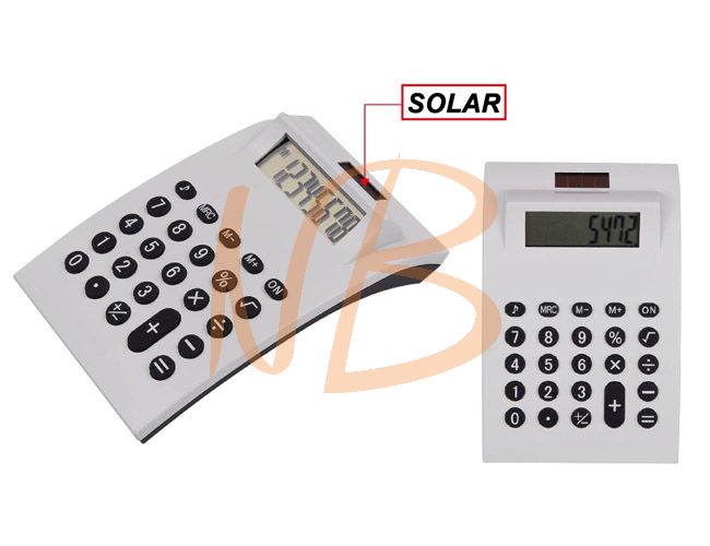 Calculadora branca com bateria solar